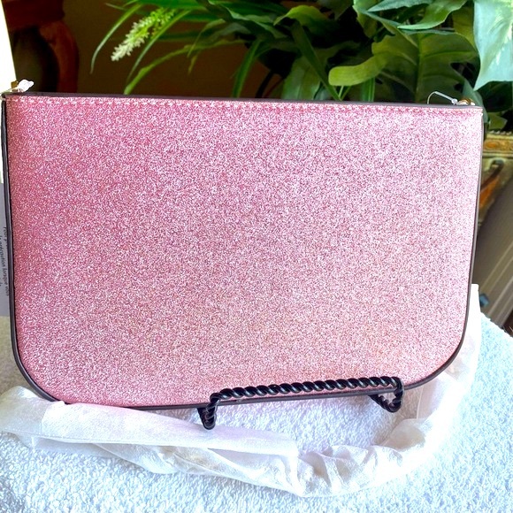 Kate Spade Pink Glimmer Glitter Pochette Bag With Detachable Strap Retail: $249 - Picture 7 of 12
